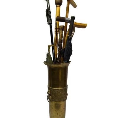 Umbrella Stand with Umbrellas and Canes
