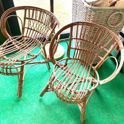 Sale Photo Thumbnail #70: Vtg. children’s  size rattan chairs