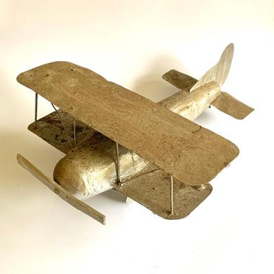 Sale Photo Thumbnail #29: Vtg. hand built folk art metal bi-plane