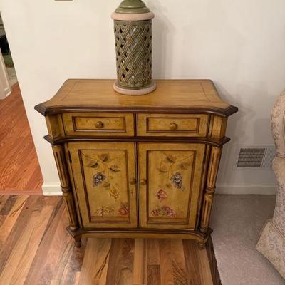 Hand-Painted Wood Accent Cabinet with Fruit Motif