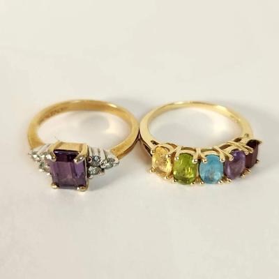 14k Solid Gold Ring & 14k Electroplate Ring 