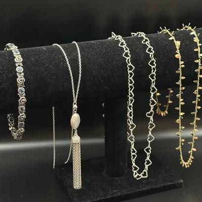 925 Sterling Silver Necklaces & Bracelet Lot - 4 Pieces