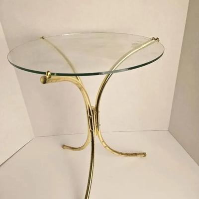 Brass & Glass Accent Table 