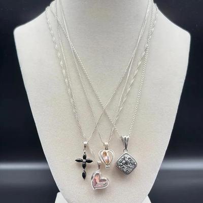Lot of 4 Sterling Silver Necklaces w/ Pendants – 21.1g
