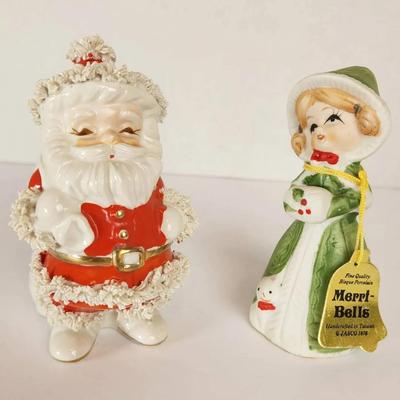 Napco Spaghetti Edge Santa Collectible Candy Cane Holder 50s & 70s Christmas Merri Bells