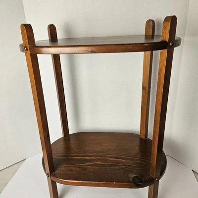 Mid-Century Modern Tiger Oak Two-Tier Side Table
