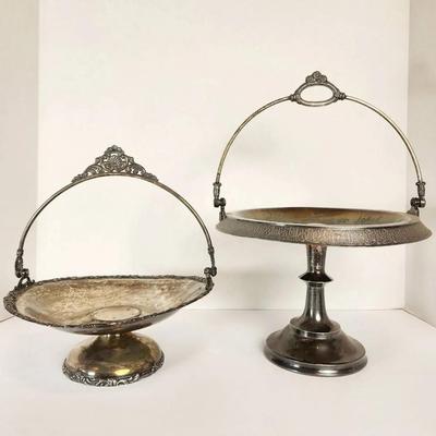 Pair of Antique Silver-Plated Victorian-Style Bridal Baskets Rogers & Bros And Biggins