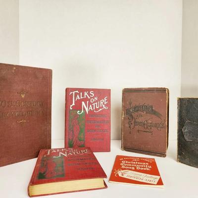 Antique Book Lot Collectible Reference Books & Christmas Song Booklet