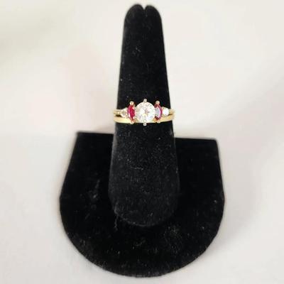 14K Yellow Gold Cubic Zirconia Ring & Enhancer Set