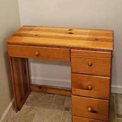 Pine Writing Desk & Laminate Filing Cabinet Lot