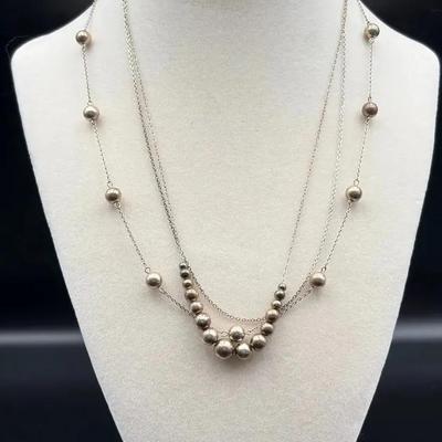 Sterling Silver Beaded Necklace Lot – 0.24 ozt