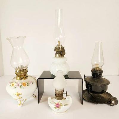 Collection of Four Vintage Miniature Oil Lamps