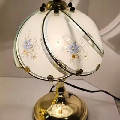 Blue Floral Glass Touch Lamp - Tested