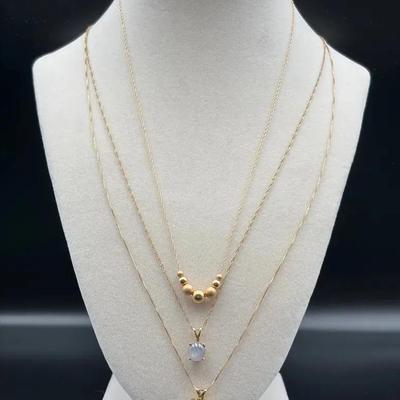 Three 14k Gold Chains w/ Pendants – 5.4g