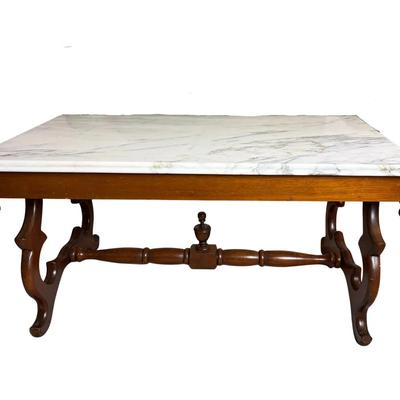 Victorian Marble-Top Coffee Table – 3 Ft Long