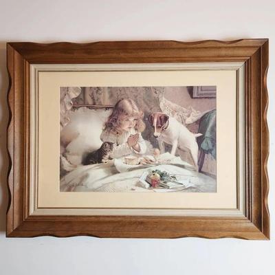 Lot Of 2 Prints Suspense By Charles Burton Barber & Botanical Drawing By Jean Louis Prévost