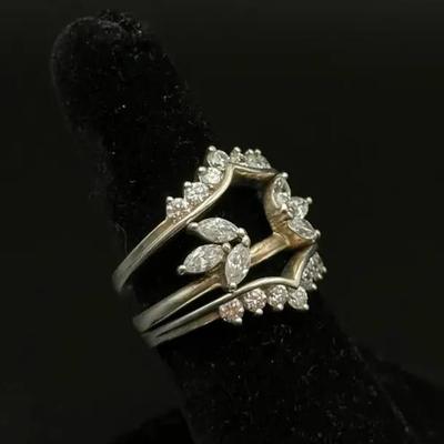 Lot Of 3 925 Sterling Silver CZ Interchangeable Ring Enhancers/Bands - Size 8