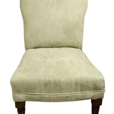 William IV Style Side Chair – Light Green Velvet – Victorian Walnut Legs