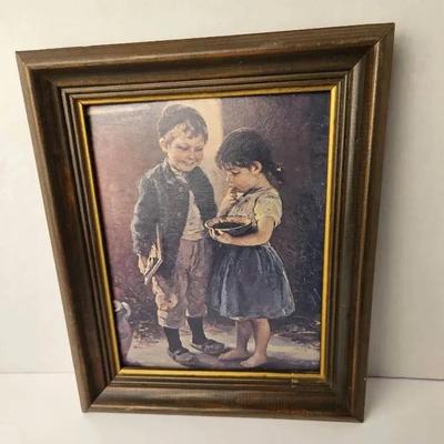 Framed Museum Print – “Two Children” by Dehmichen – 12” x 10”