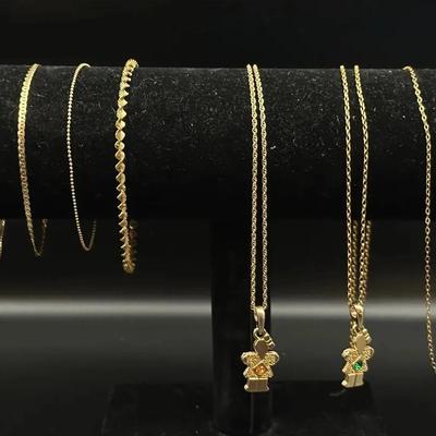 Lot of 14K & 10K Gold Bracelets & Necklaces - 7 Pieces 