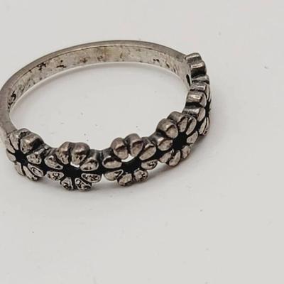 Sterling Floral Ring 925 Silver Sz 6.5