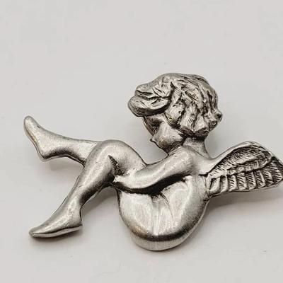 Pewter Angel Cupid Pin