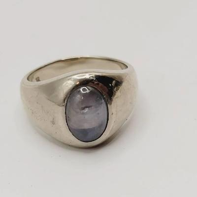 14k White Gold Signet Style Ring - Stone Is In the Moonstone Family Sz 9