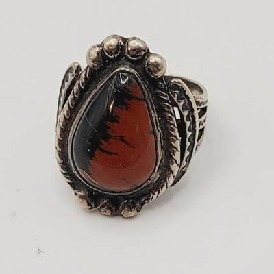 Native Southwest Jasper Ring Sterling Silver 925 Sz 4