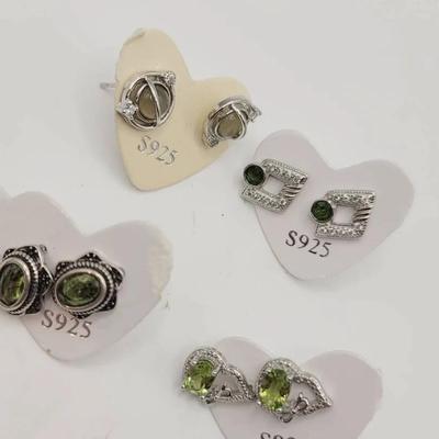 Sterling 925 Multi Gem Stud Earrings