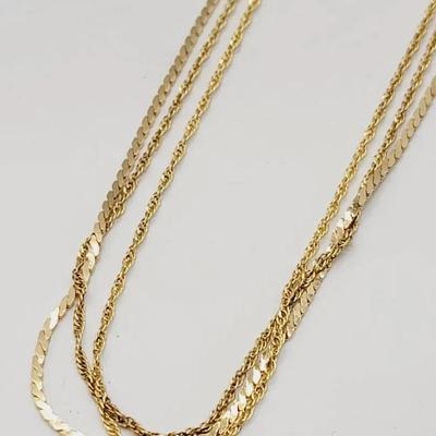 3pc Gold Plated Chain Necklace 