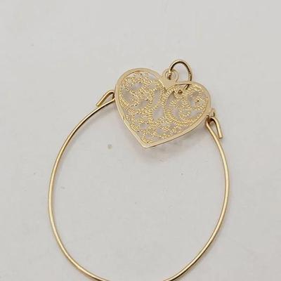 14k Yellow Gold Heart Charm Holder 