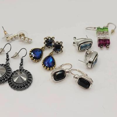 Rhinestone Mixed Metal Glam Earrings 6 Pairs