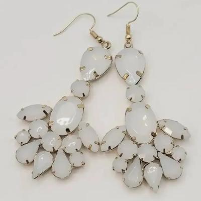 Chandelier Earrings Faux Moonstone