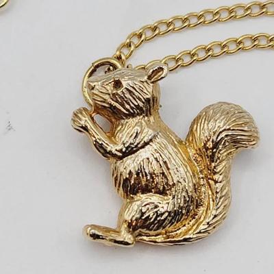 Golden Squirrel Necklace Marked Can't Read