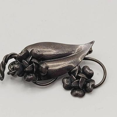 Sterling Vintage Floral Pin 925 Silver