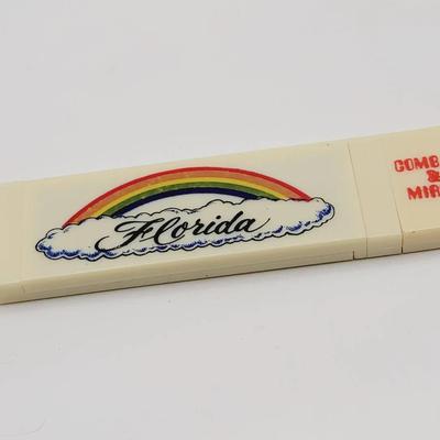 Comb Mirror Vintage Compact Florida Rainbow 