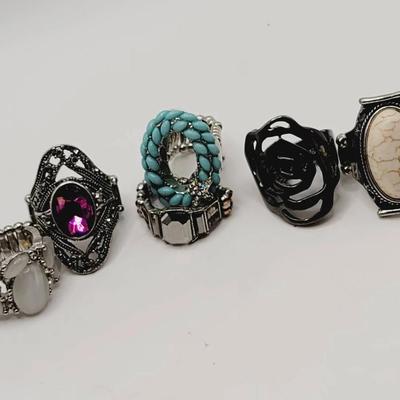 6pc Adjustable Accent Rings Lot
