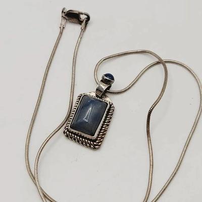 Multi Blue Gem Sterling Necklace 925 Silver