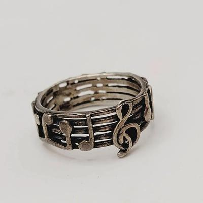 Sterling Music Themed Silver Ring 925 Sz 7