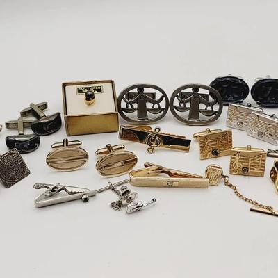 Sterling Pearl Rhinestone Artisan Music Theater More Cuff Link Tie Tack Lot