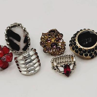 6pc Adjustable Accent Rings Lot