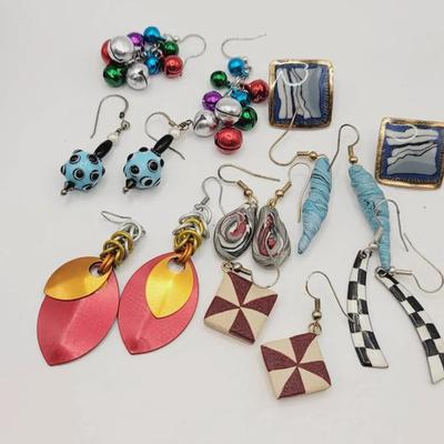 Funky Artsy Colorful Earrings Lot 8 Pair