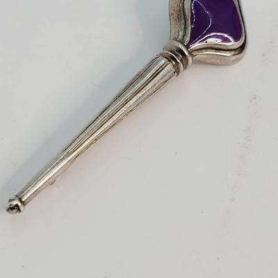 Zina Sterling Silver Purple Enamel Torche With Flame Pin
