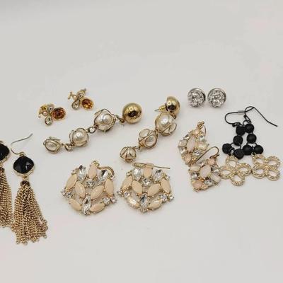 7 Pair Rhinestone Glam Earrings 