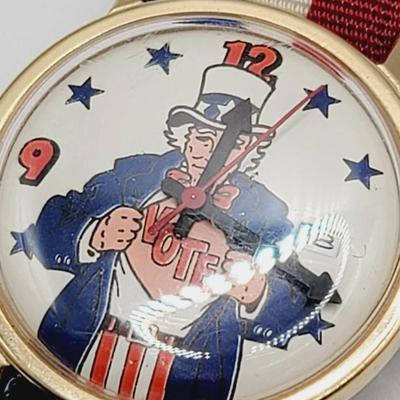 Red White Blue Uncle Sam VOTE Watch Works