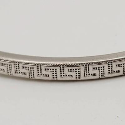 Sterling Greek Key Hinged Bracelet 925 Silver 