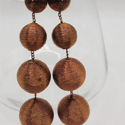 Copper Graduated Ball Drop Earrings 