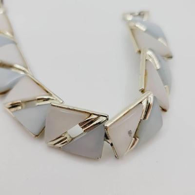 Thermoset Pearlescent Triangle Gold Tone Bracelet 