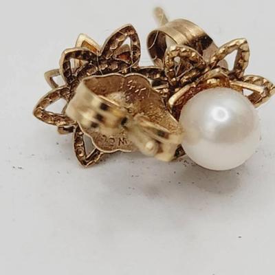 14k Pearl Stud Earrings Vintage 