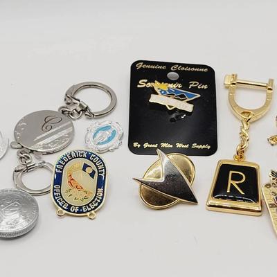 Drawer Lot Of Pins And Key Chains - Oz Music Faith And More